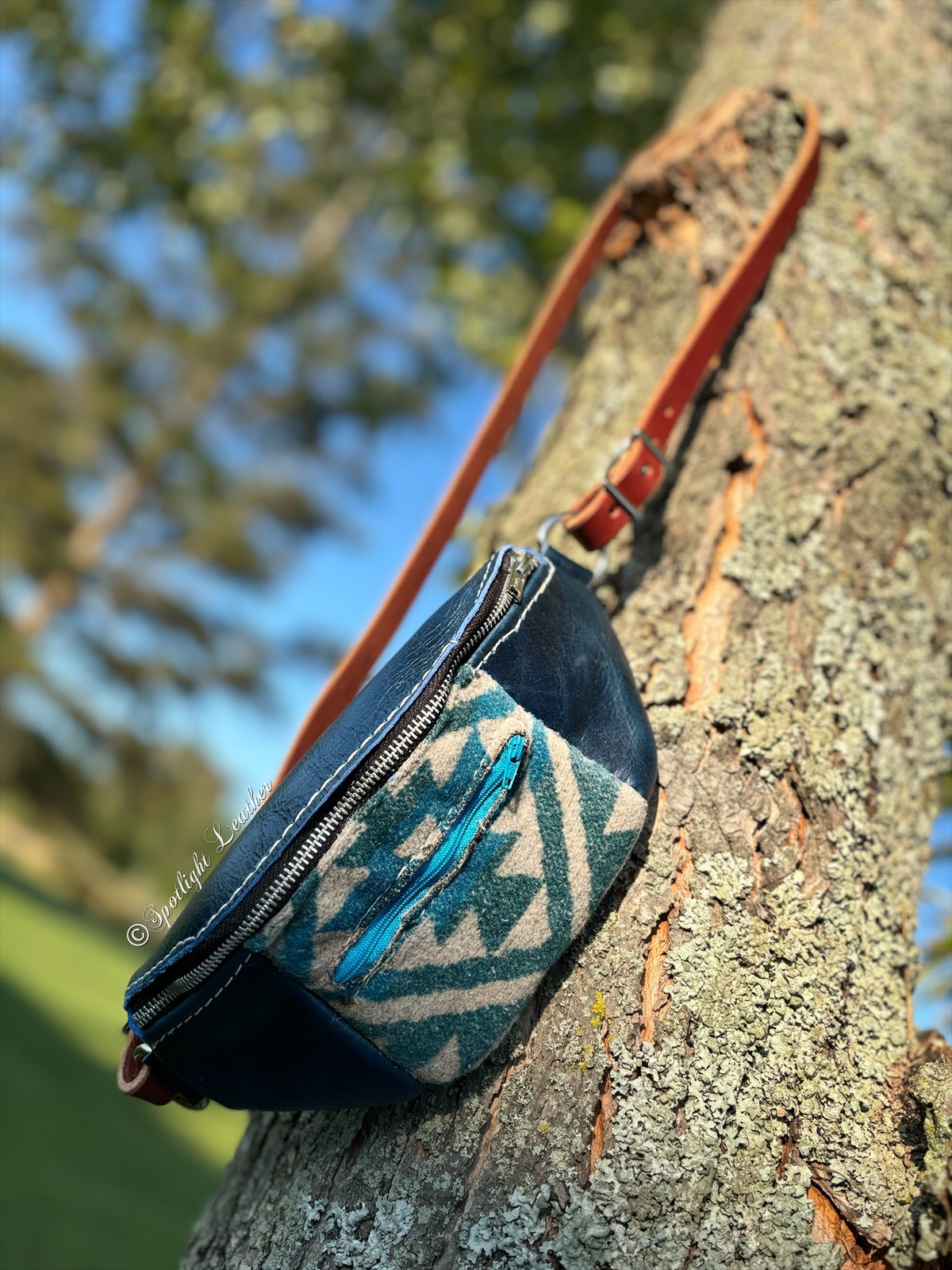 Blue Wool Crossbody Bag