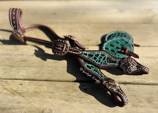 Sea Green Gator Headstall