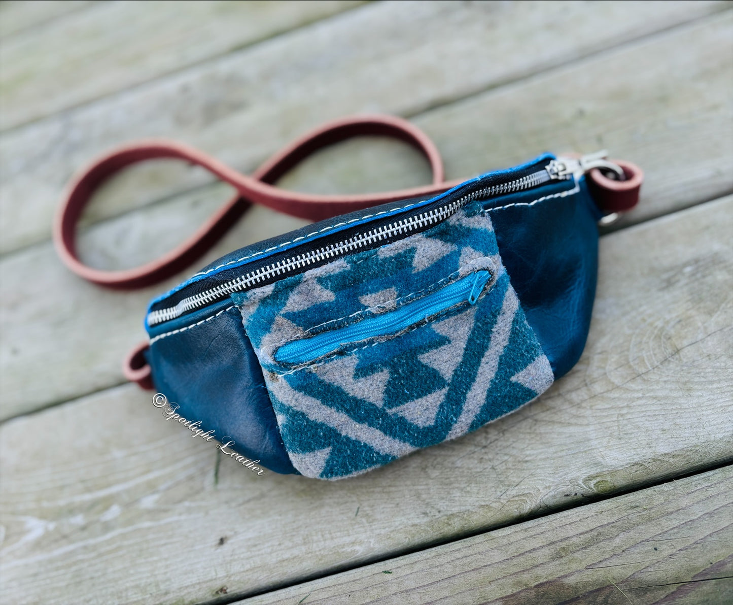 Blue Wool Crossbody Bag