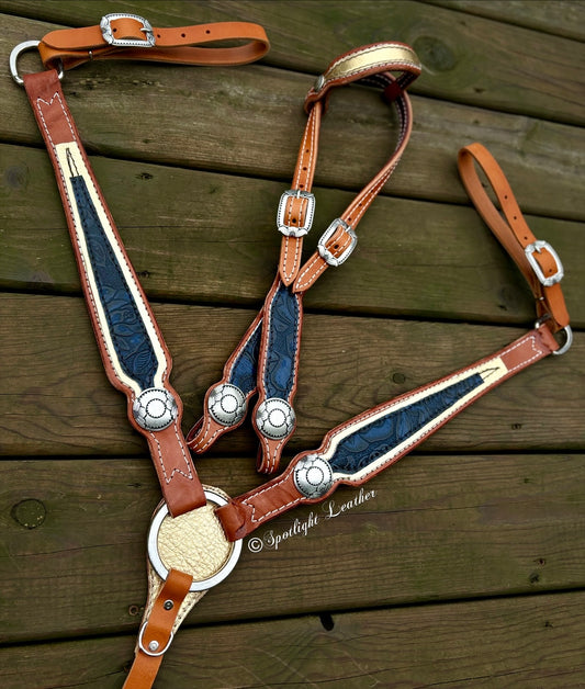 Royal/Gold Rose Tack Set