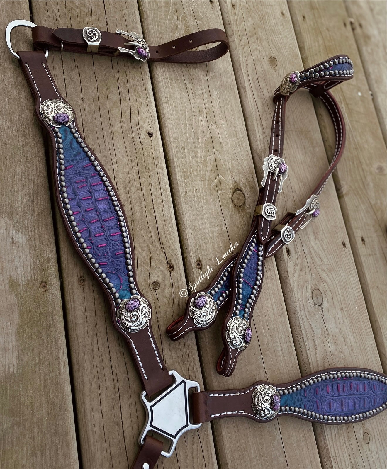 Purple Floral Gator Tack Set