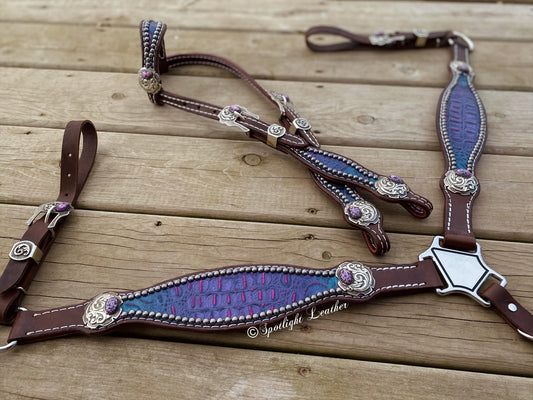 Purple Floral Gator Tack Set